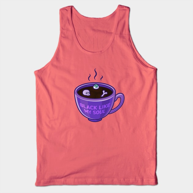 Black like my soul coffee cup with skull and bone Tank Top by Sugar & Bones